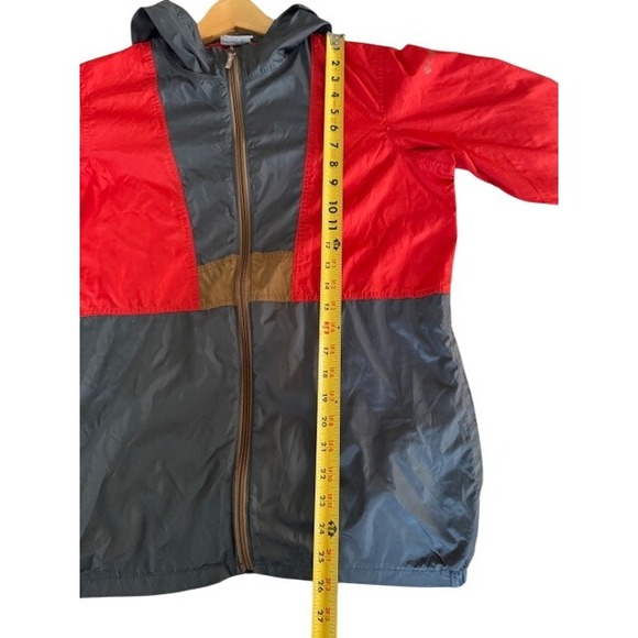 Columbia Colorblock Hooded Windbreaker Jacket Red Gray XL - Picture 10 of 13
